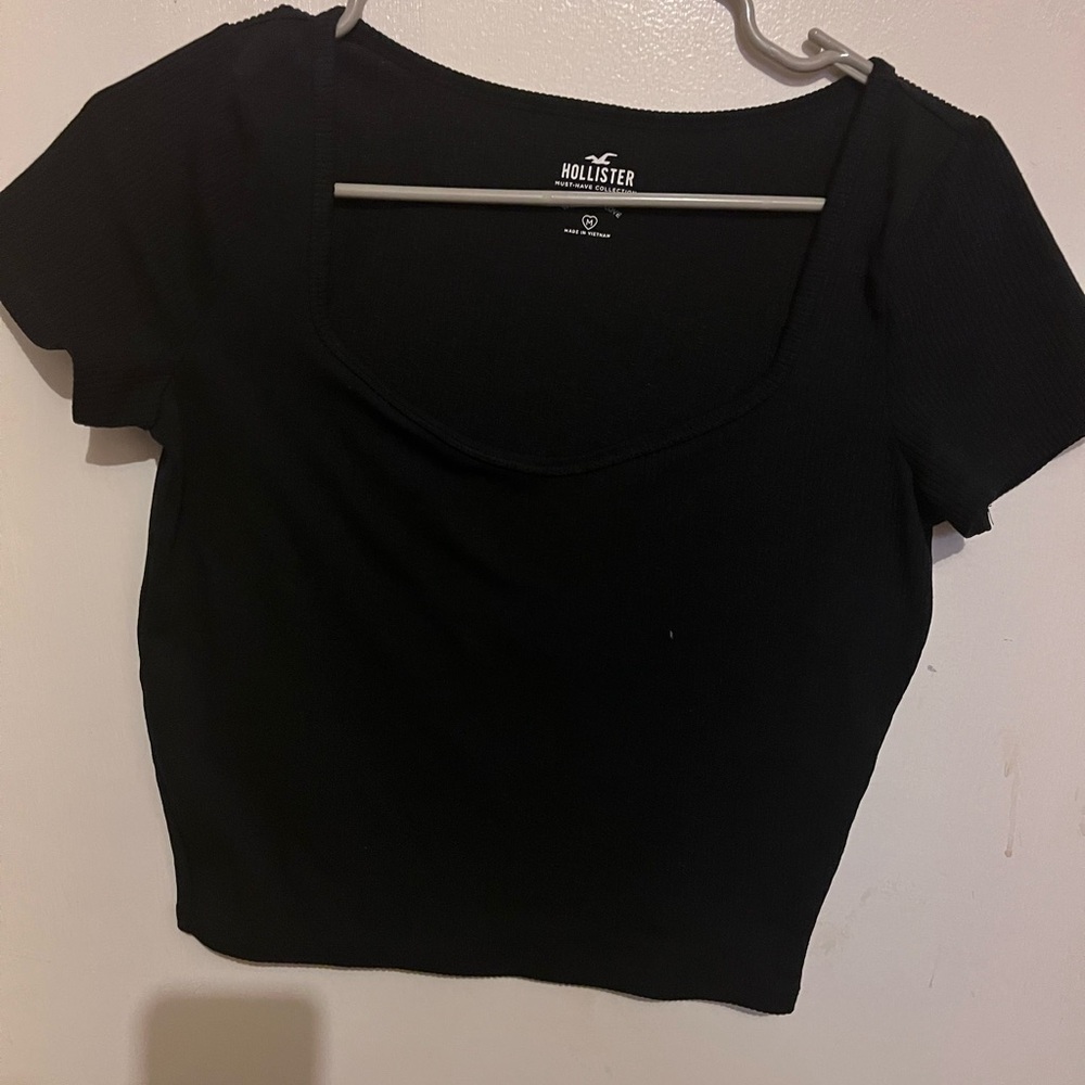 Hollister Black Fitted Crop T-Shirt Short Sleeve
